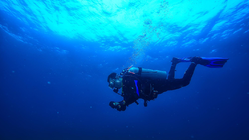 Single diver underwater